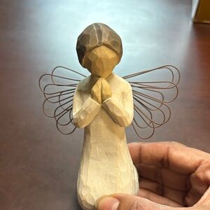 Willow Tree Praying Angel Sculpture - Cream and Brown